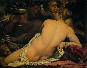 1588 - Annibale Carracci - venus-with-a-satyr-and-cupids