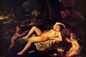 1630 - nicolas poussin - sleeping-venus-and-cupid